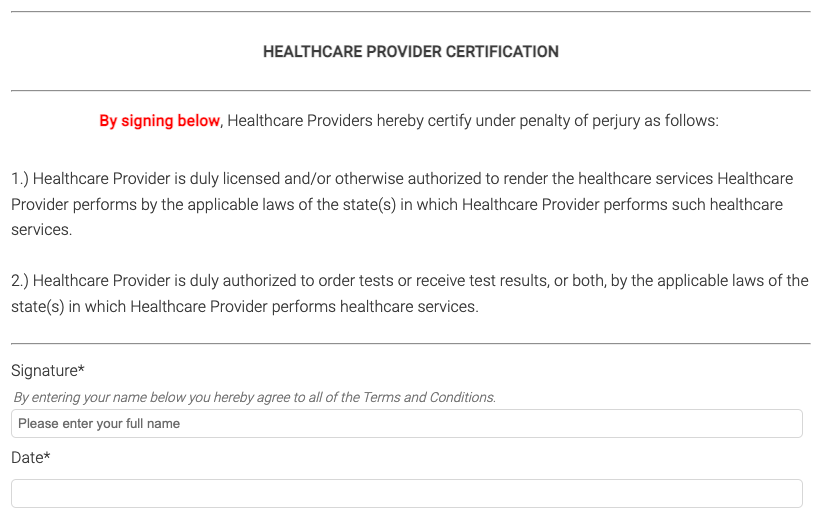 Healthcare Provider Certification Form Example